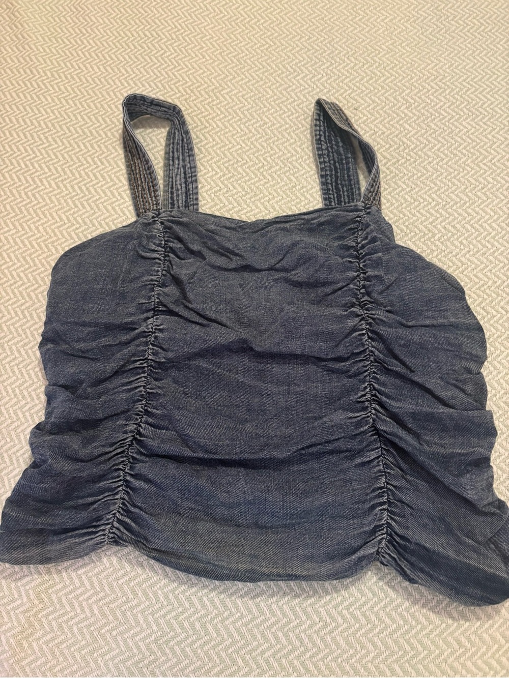 Pilcro Navy Ruched Tank Top - Picture 1 of 3